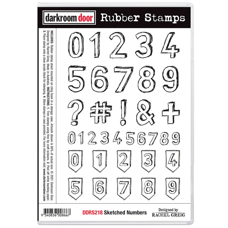 Darkroom Door - Rubber Stamp Set - Sketched Numbers
