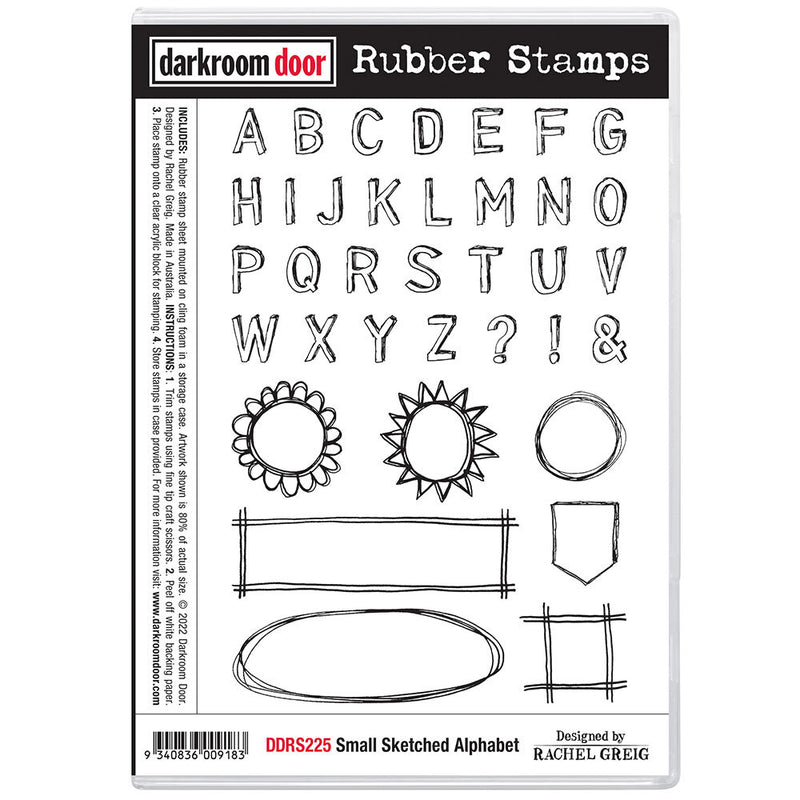 Darkroom Door - Rubber Stamp Set - Small Sketched Alphabet