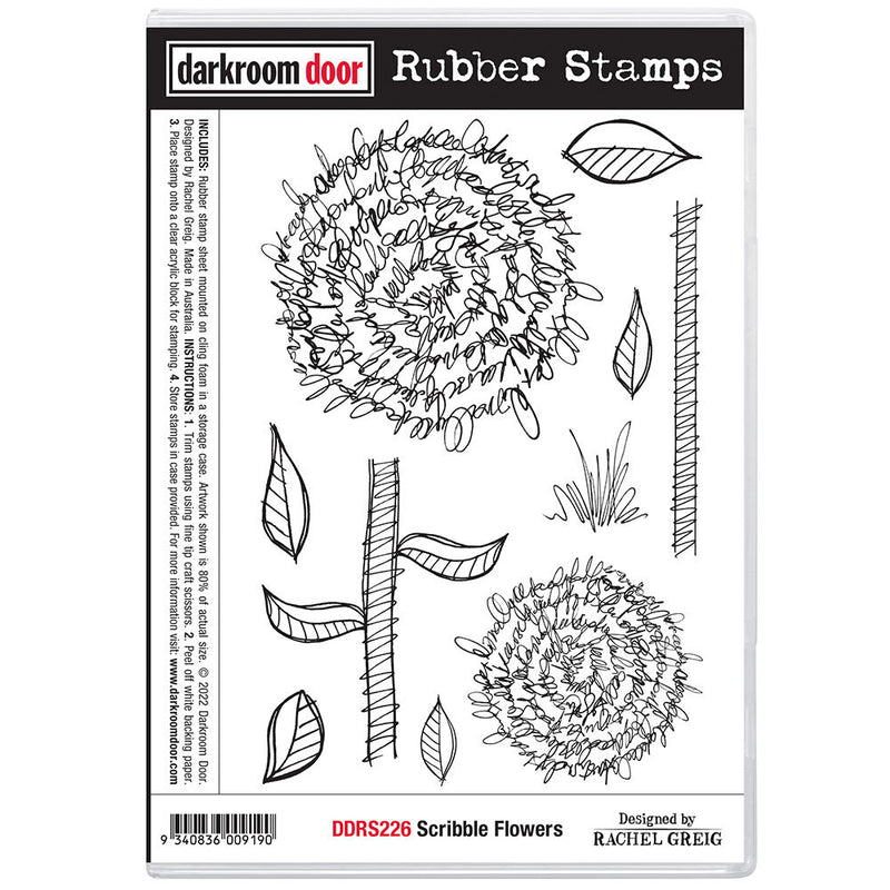 Darkroom Door - Rubber Stamp Set - Scribble Flowers