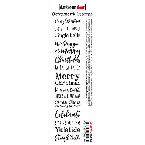 Darkroom Door - Sentiment Strip - Merry Christmas - Red Rubber Cling Stamp