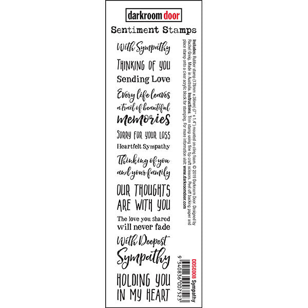 Darkroom Door - Sentiment Strip - Sympathy - Red Rubber Cling Stamp