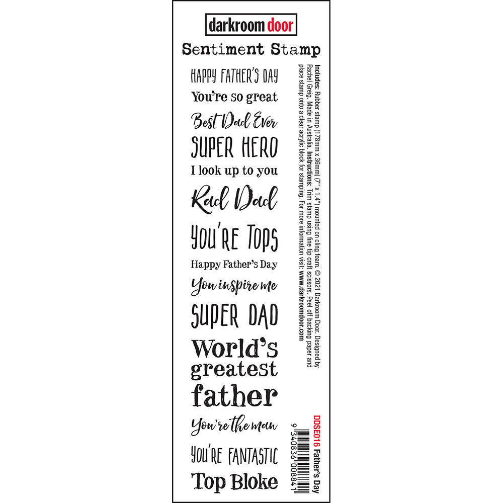 Darkroom Door - Sentiment Strip - Father's Day - Red Rubber Cling Stamp
