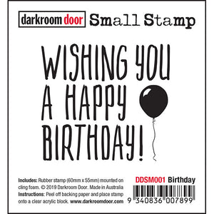 Darkroom Door - Small Stamp - Birthday - Red Rubber Cling Stamp