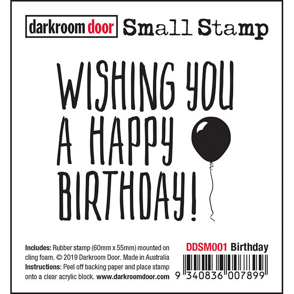 Darkroom Door - Small Stamp - Birthday - Red Rubber Cling Stamp