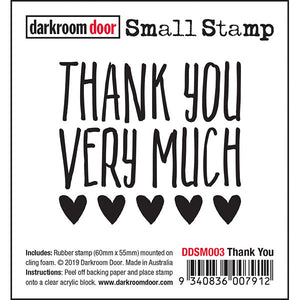 Darkroom Door - Small Stamp - Thank You - Red Rubber Cling Stamp