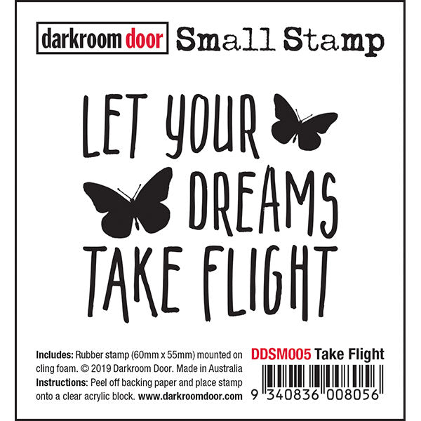 Darkroom Door - Small Stamp - Take Flight - Red Rubber Cling Stamp
