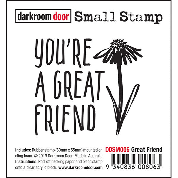 Darkroom Door - Small Stamp - Great Friend - Red Rubber Cling Stamp