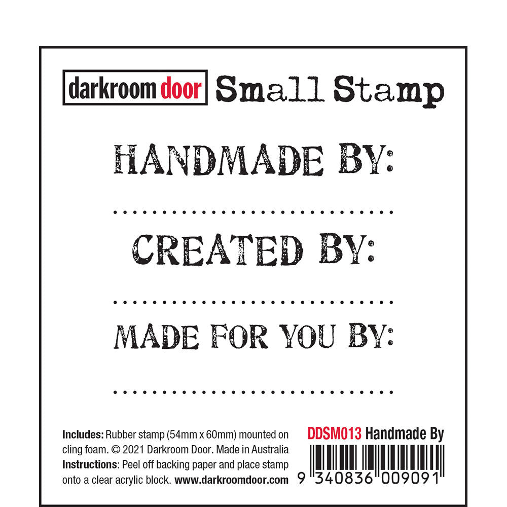 Darkroom Door - Small Stamp - Handmade By - Red Rubber Cling Stamp