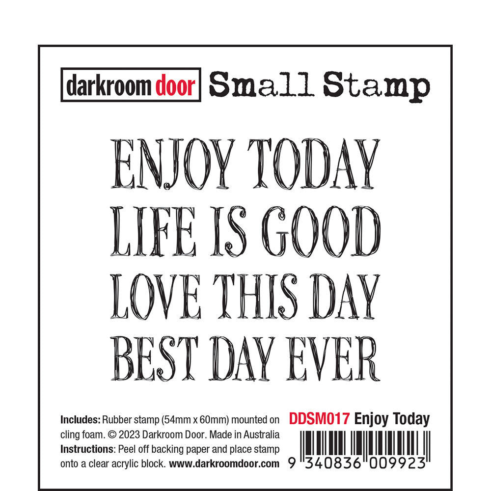 Darkroom Door - Small Stamp - Enjoy Today - Red Rubber Cling Stamp