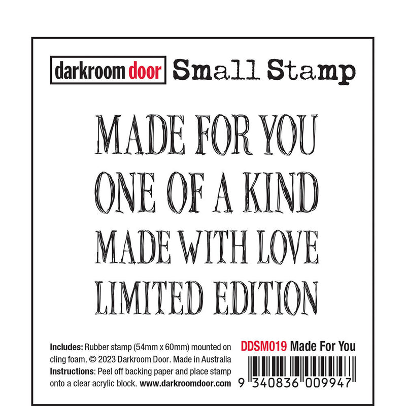 Darkroom Door - Small Stamp - Made for You - Red Rubber Cling Stamp