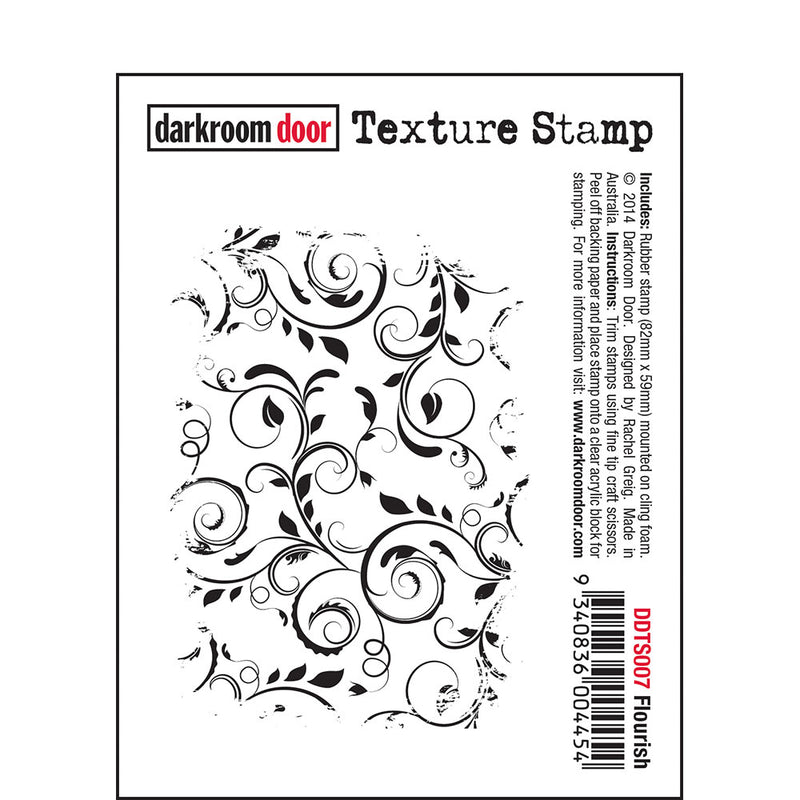 Darkroom Door - Texture Stamp - Flourish - Red Rubber Cling Stamp