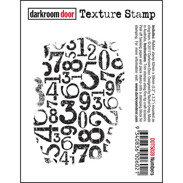 Darkroom Door - Texture - Numbers - Red Rubber Cling Stamp