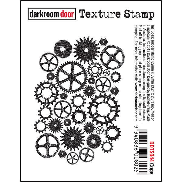 Darkroom Door - Texture - Cogs - Red Rubber Cling Stamp