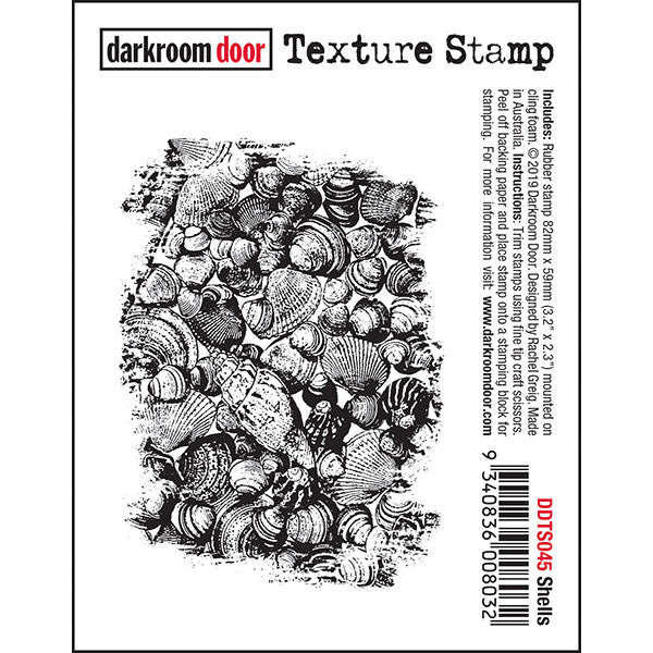 Darkroom Door - Texture Stamp - Shells - Red Rubber Cling Stamp