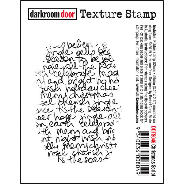 Darkroom Door - Texture - Christmas Script - Red Rubber Cling Stamp