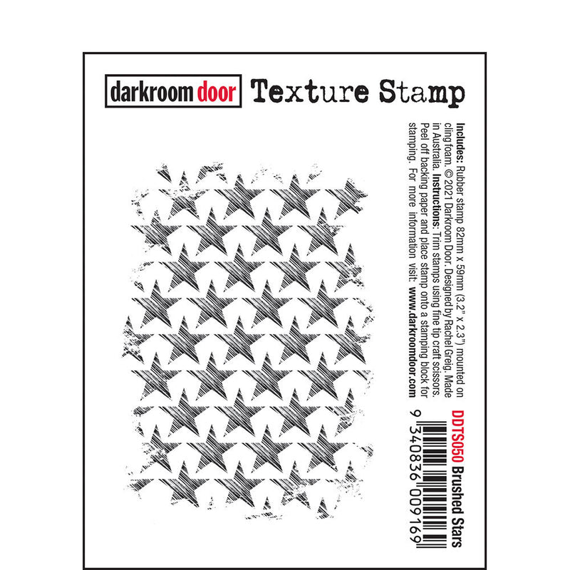 Darkroom Door - Texture Stamp - Brushed Stars - Red Rubber Cling Stamp