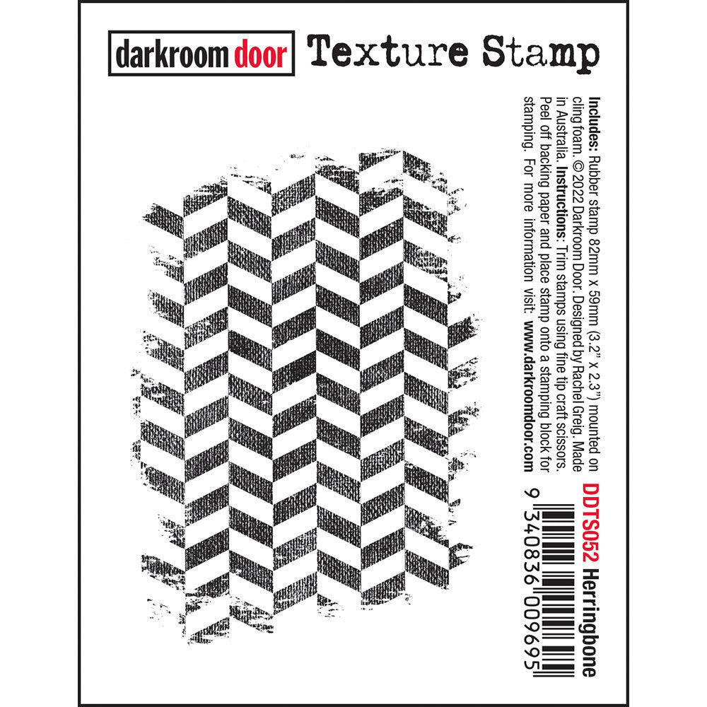Darkroom Door - Texture Stamp - Red Rubber Cling Stamp - Herringbone