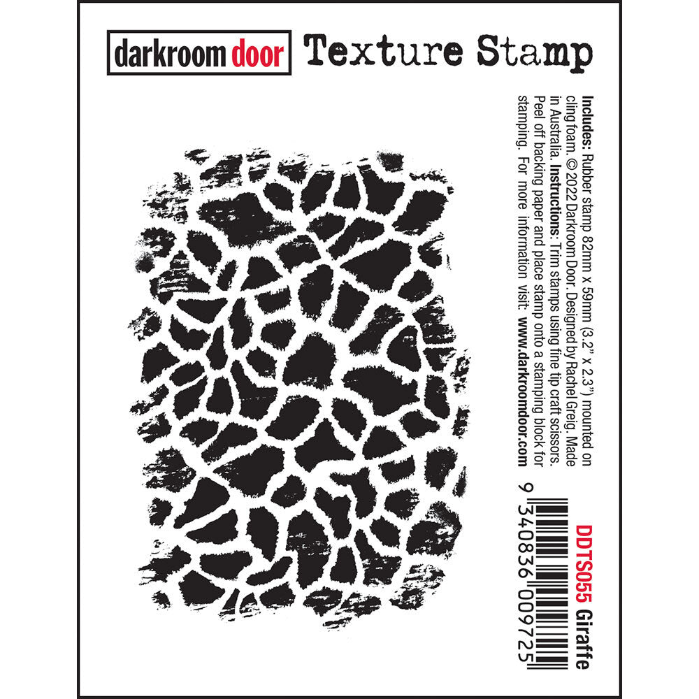 Darkroom Door - Texture - Giraffe - Red Rubber Cling Stamp