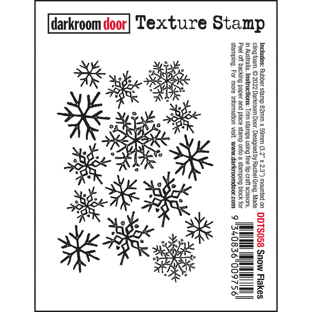 Darkroom Door - Texture Stamp - Red Rubber Cling Stamp - Snow Flakes