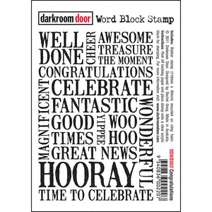Darkroom Door - Word Block - Congratulations - Red Rubber Cling Stamps
