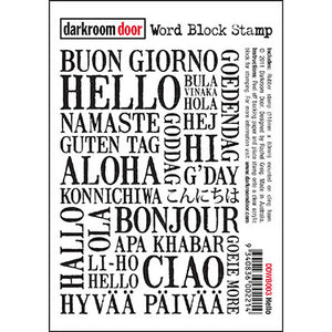 Darkroom Door - Word Block - Hello - Red Rubber Cling Stamps