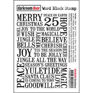 Darkroom Door -  Word Block - Christmas - Red Rubber Cling Stamps