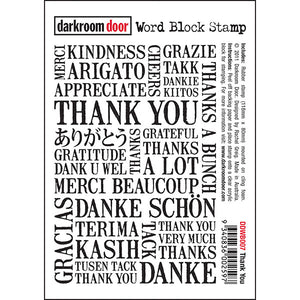 Darkroom Door - Word Block - Thank You - Red Rubber Cling Stamps