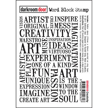 Darkroom Door - Word Block - Creativity - Red Rubber Cling Stamps