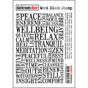 Darkroom Door - Word Block - Wellbeing - Red Rubber Cling Stamps
