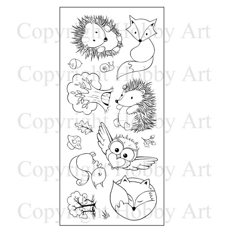 Hobby Art Stamps - Clear Polymer Stamp Set - Forest Friends (retired)