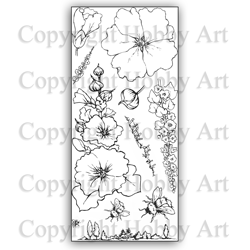 Hobby Art Stamps - Clear Polymer Stamp Set - Garden Flowers