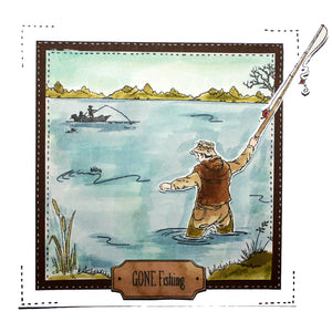 Hobby Art Stamps - Clear Polymer Stamp Set - Gone Fishing
