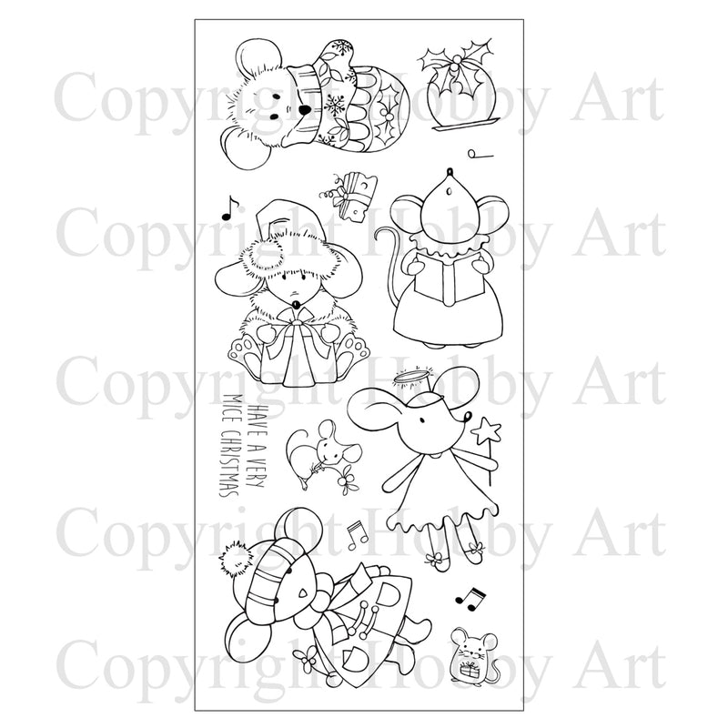 Hobby Art Stamps - Clear Polymer Stamp Set - Have a Very Mice Christmas