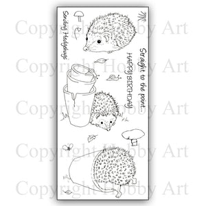Hobby Art Stamps - Clear Polymer Stamp Set - Hedgehogs