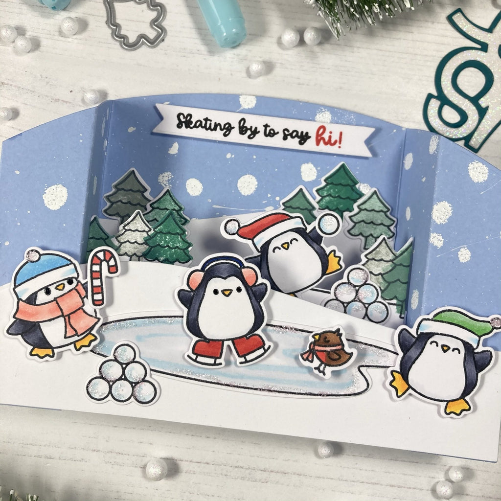 Time For Tea - Clear Stamp Set - Penguins Skating