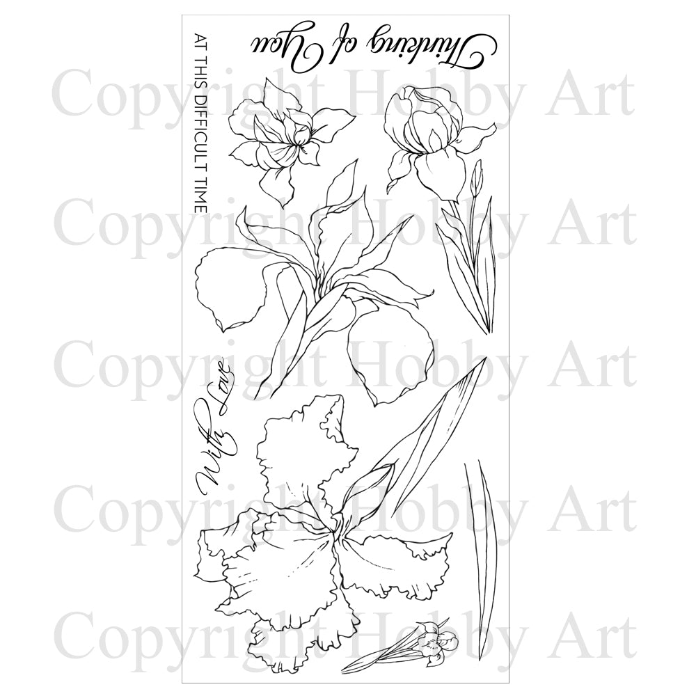 Hobby Art Stamps - Clear Polymer Stamp Set - Irises