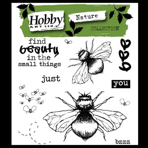 Hobby Art Stamps - 4 x 4 - Clear Polymer Stamp Set - Just BEE You