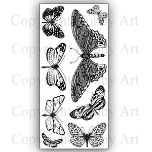 Hobby Art Stamps - Clear Polymer Stamp Set - Butterflies - Janie's Collection