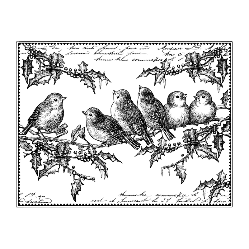 Crafty Individuals - Unmounted Rubber Stamp - 424 - Jolly Holly Robins