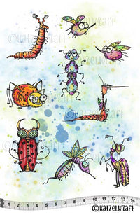 Katzelkraft - A5 - KTZ234 - Unmounted Red Rubber Stamp Set - Bugs & Insects