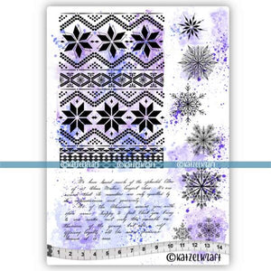 Katzelkraft - A5 - KTZ282 - Unmounted Red Rubber Stamp Set - Christmas Snowflakes