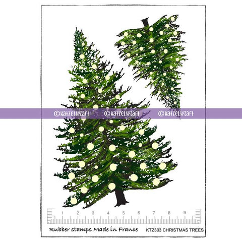 large christmas tree rubber stamp Katzelkraft - A6 - KTZ303 - Unmounted Red Rubber Stamp