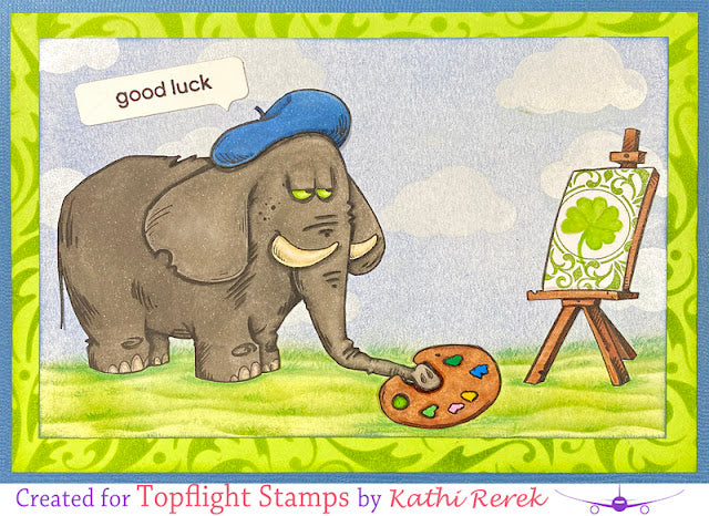 Katzelkraft - A6 - KTZ269 - Unmounted Red Rubber Stamp - Van Gogh Elephant