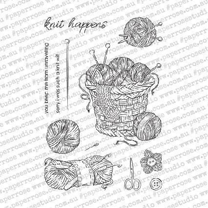Paper Rose - Knit Happens - 4 x 6 - Clear Stamp Set