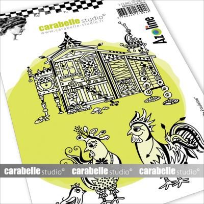 Carabelle Studio - A6 - Rubber Cling Stamp Set - Azoline - Chicken Family