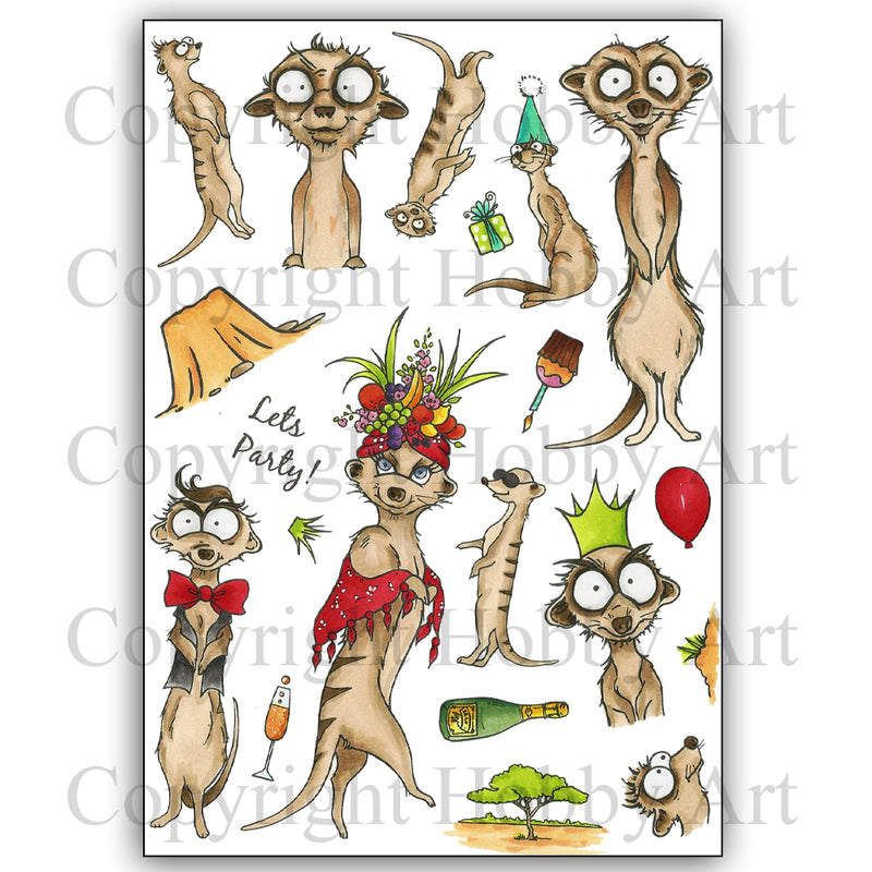 Hobby Art Stamps - Clear Polymer Stamp Set - A5 - Meerkat Madness