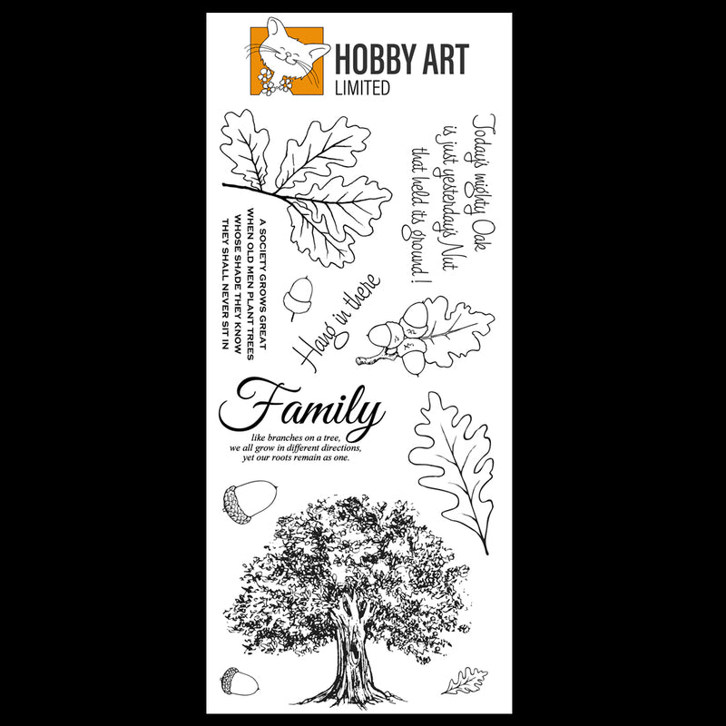 Hobby Art Stamps - Clear Polymer Stamp Set - Oak Tree
