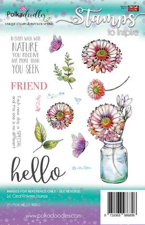 Polkadoodles - Clear Polymer Stamp Set - A5 - Hello Friend