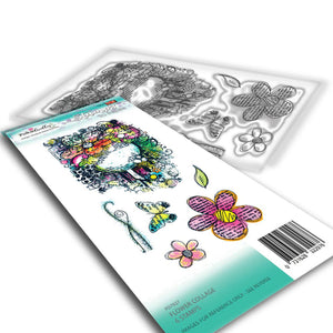 Polkadoodles - Clear Polymer Stamp Set - Flower Collage
