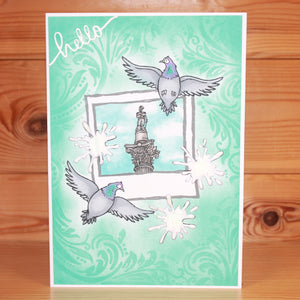 Hobby Art Stamps - Clear Polymer Stamp Set - A5 - Funky Pigeons